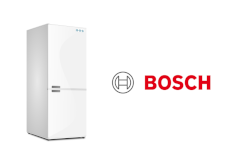 Ein Symbolbild für Ersatzteile bestehend aus Kühlschrank Grafik und Logo des Herstellers Bosch 