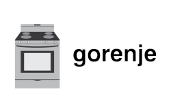 Ein Symbolbild für Ersatzteile bestehend aus Herd-backofen Grafik und Logo des Herstellers Gorenje 