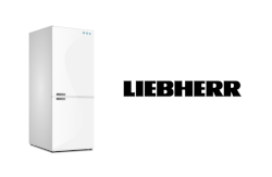 Ein Symbolbild für Ersatzteile bestehend aus Kühlschrank Grafik und Logo des Herstellers Liebherr 