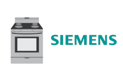 Ein Symbolbild für Ersatzteile bestehend aus Herd-backofen Grafik und Logo des Herstellers Siemens 